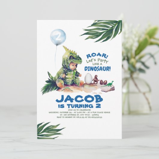 Boy Dinosaur Invitations d'anniversaire (Debout devant)