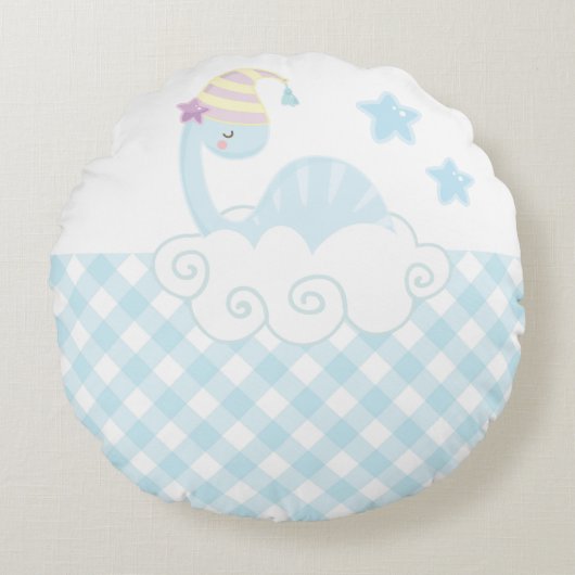 Boy Dinosaur Slapend Sierkussen Rond Kussen (Voorkant)