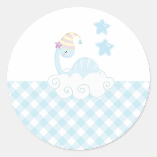 Boy Dinosaur Slapeping Ronde Sticker (Voorkant)