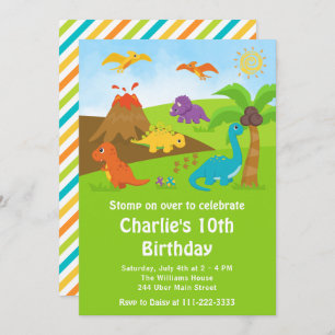 Boy Dinosaurs Birthday Party Invitation Kaart