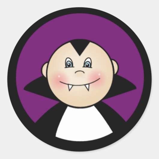 Boy Dracula Ronde Sticker (Voorkant)