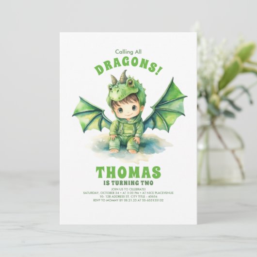 Boy Dragon Invitations d'anniversaire (Debout devant)