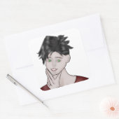  Boy Drawing Vierkante Sticker (Envelop)