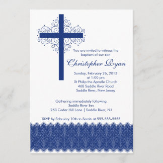 Boy Elegant Lace Baptism | Christening Cross Kaart