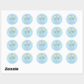 Boy Elephant Baby shower Blauw Bedankt Favor Ronde Sticker (Vel)