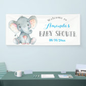 Boy Elephant Baby shower Bleu et gris bannière (Salon professionnel)