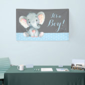 Boy Elephant Baby shower Bleu et gris bannière (Salon professionnel)
