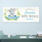 Boy Elephant Baby shower Bleu et Gris Bannière (Salon professionnel)