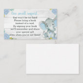Boy Elephant Baby shower Boek Aanvraag Kaart (Voorkant / Achterkant)
