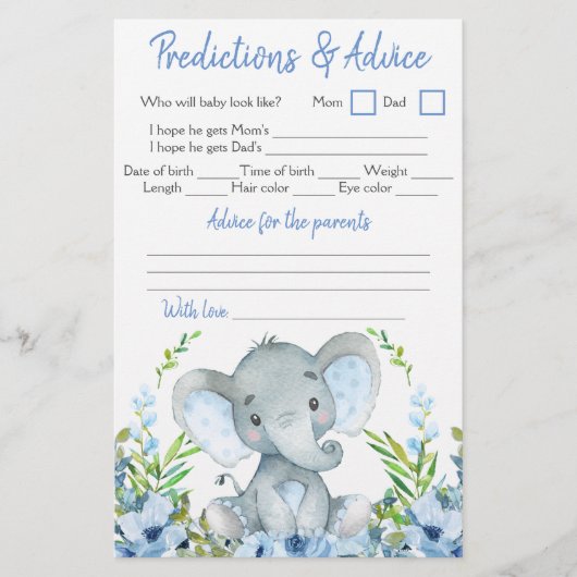 Boy Elephant Baby shower Double Game Flyer (Voorkant)