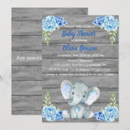 Boy Elephant Baby shower Invitation Kaart
