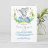 Boy Elephant Baby shower par Mail Invitation (Debout devant)