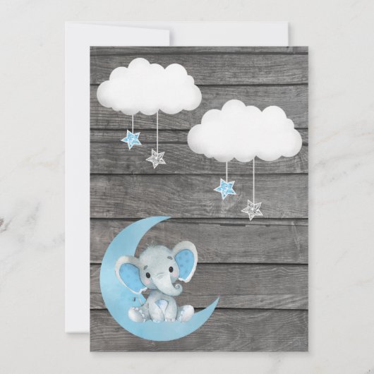 Boy Elephant Baby shower Prediction Advice Card Kaart (Achterkant)