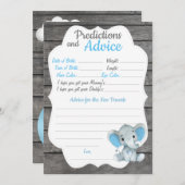 Boy Elephant Baby shower Prediction Advice Card Kaart (Voorkant / Achterkant)