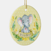 Boy Elephant Baby shower Yellow Keramisch Ornament (Rechts)