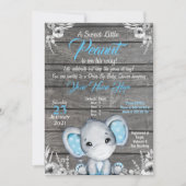 Boy Elephant Drive By Baby shower Invitation bleu (Devant)