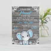 Boy Elephant Drive By Baby shower Invitation bleu (Debout devant)