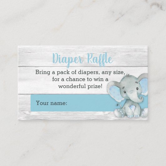 Boy Elephant Luier Raffle Kaarten (Voorkant)