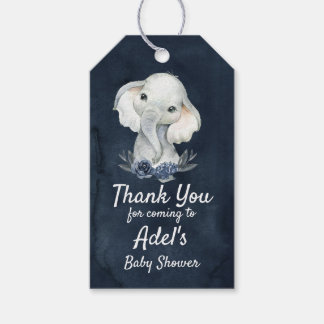 Boy Elephant Navy Baby shower Gift Label Donkerbla Cadeaulabel