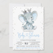 Boy Elephant Prince Baby shower Invitation (Devant)