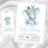 Boy Elephant Prince Baby shower Invitation