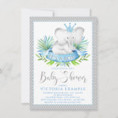 Boy Elephant Prince Baby Shower Invitations (Devant)