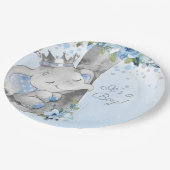 Boy Elephant Prince Baby Shower Paper Plate Papieren Bordje (Gekanteld)