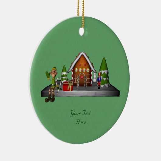 Boy Elf Gingerbread Maison Ornement de vacances (Droite)