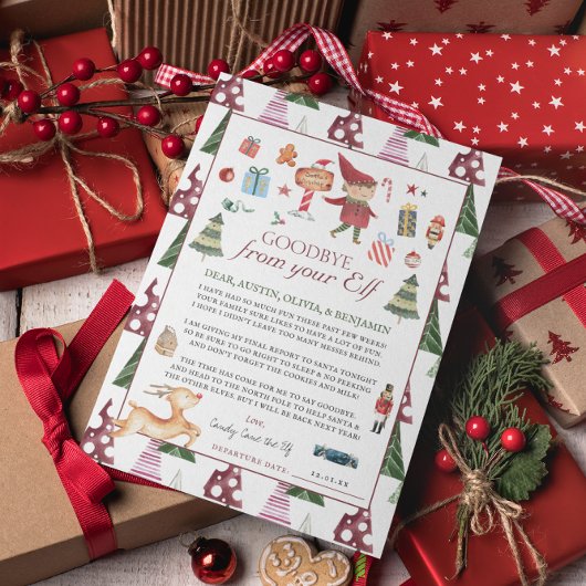 Boy Elf | Kinder Kerst Elf Afscheidsbrief Kaart