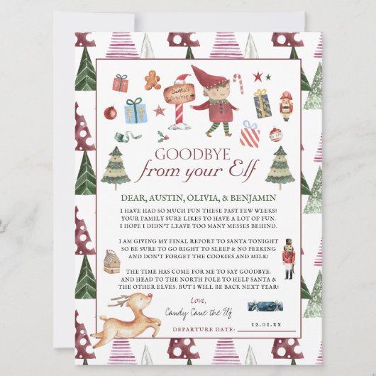 Boy Elf | Kinder kerstbrief Elf Goodbye (Voorkant)