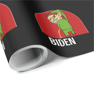 BOY ELF PEELT OP HET BIDEN CHRISTMAS WRAPPING PAPI CADEAUPAPIER