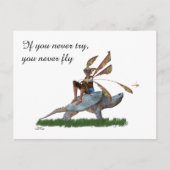 Boy Fairy Riding Sur Turtle Carte Postale (Devant)