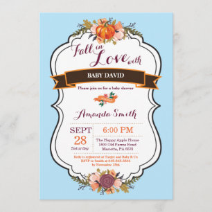 Boy Fall in Love Citrouille Baby shower Invitation