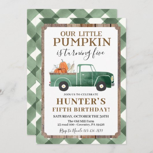 Boy Fall Invitation Anniversaire N'importe quel âg (Devant / Derrière)