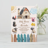 Boy Farm Animals Baby shower Kaart (Staand voorkant)