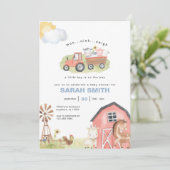 Boy Farm Animals Baby shower Uitnodiging (Staand voorkant)