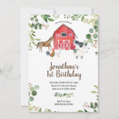 Boy Farm Animals Barnyard Birthday Invitation (Devant)