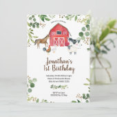 Boy Farm Animals Barnyard Birthday Invitation (Debout devant)
