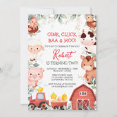 Boy Farm Animals Barnyard Birthday Invitation (Devant)