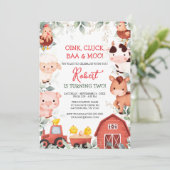 Boy Farm Animals Barnyard Birthday Invitation (Debout devant)