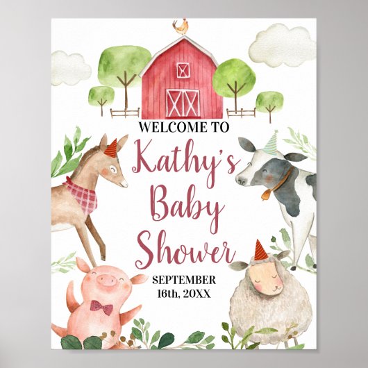 Boy Farm Animals Barnyard Welcome Poster (Devant)