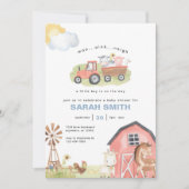 Boy Farm Animaux Baby shower Invitation (Devant)