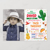 Boy Fiesta Invitation Taco Deux Jours Photo Annive