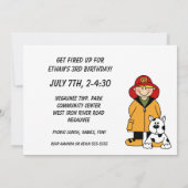 Boy Firefighter Fire Truck Invitation Anniversaire (Dos)