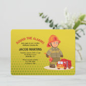 Boy Firefighter Invitation de fête d'anniversaire (Debout devant)