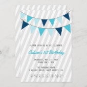 Boy First Birthday Party Invitation Kaart (Voorkant / Achterkant)