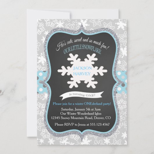 Boy First Birthday Winter ONE derland Invitation (Devant)