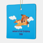 Boy First Christmas Dog Pilot Airplane Cloud Funny Keramisch Ornament (Links)