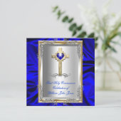 Boy First Heilige Commune Silver Gold Royal Blue Kaart (Staand voorkant)