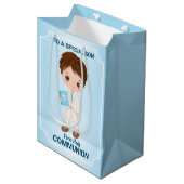 Boy First Heilige Communie Gift Bag Medium Cadeauzakje (Voorkant Gekanteld)